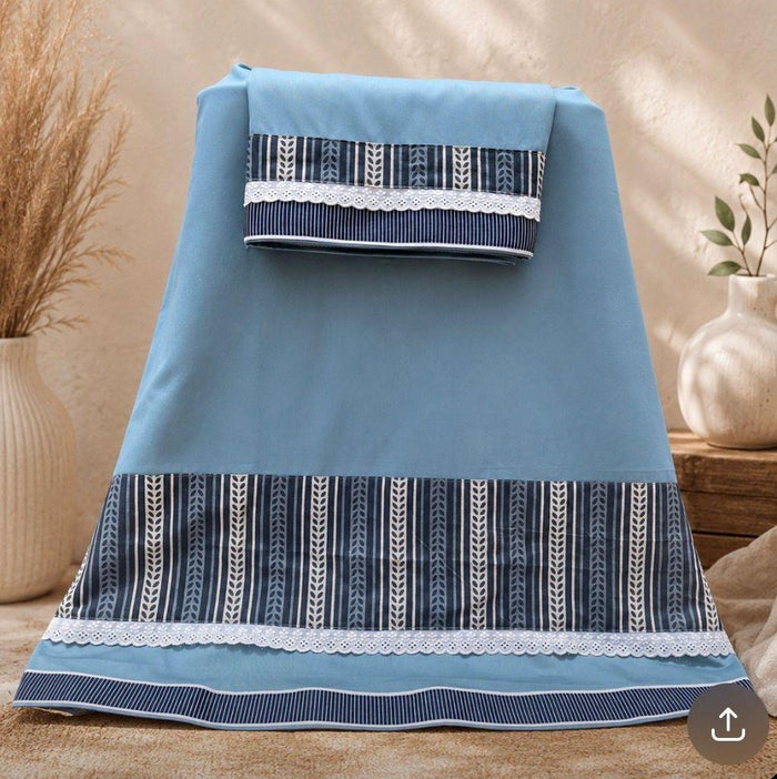 Blue grey rida on satin cotton with batik panel for casual wear