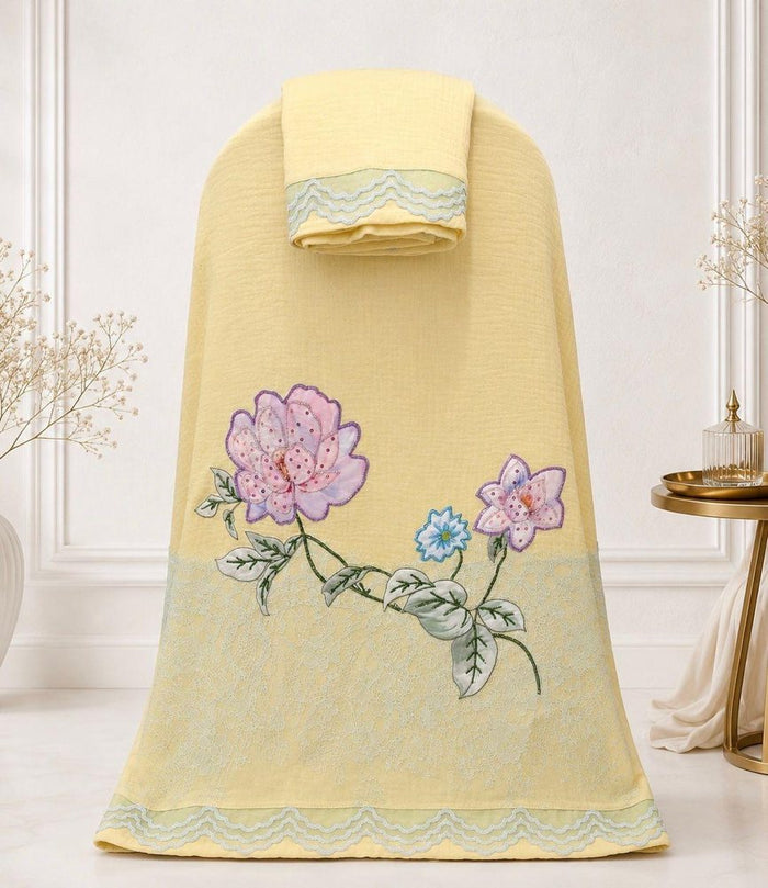 Ash Grey Rida With Dark Panel, Lace & Aari Work Border