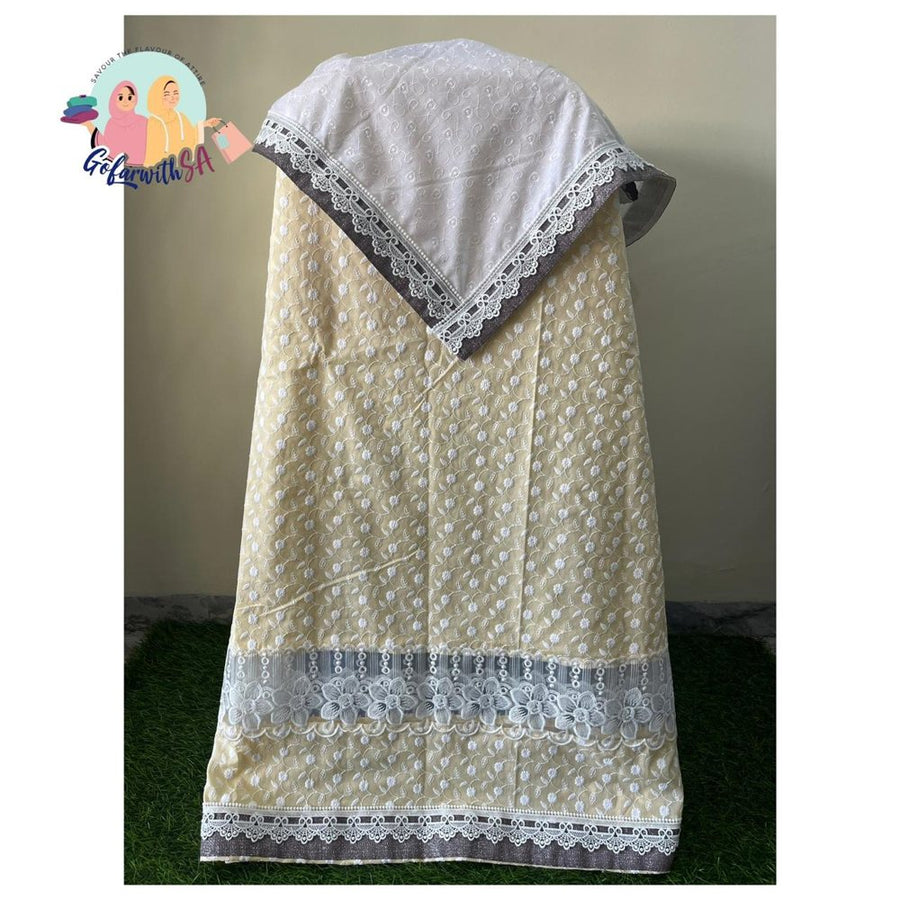 Ivory Rida With All-Over Floral Lace & Embroidered Dupatta
