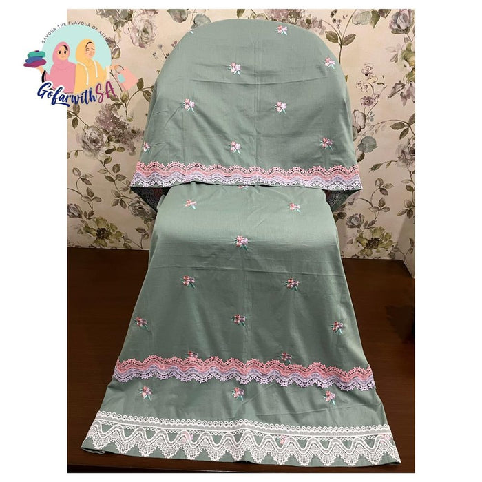 Mint Green Rida With Dusty Rose Floral Patchwork