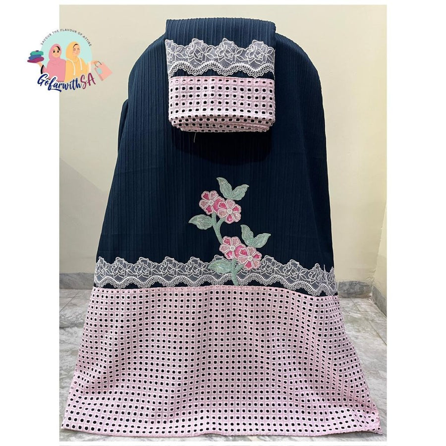 Plum Rida With Floral Applique & Smart Panel Lace